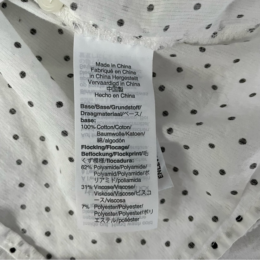 Madewell XL Mockneck Ruffle Top in Flocked Dot Shirt white long sleeve polka - Picture 6 of 8